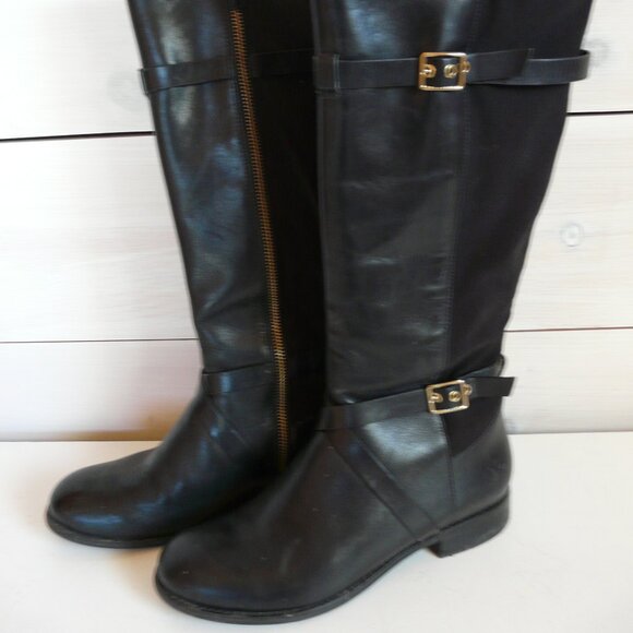 Women's Cole Haan Grand Os Leather and Fabric Black Knee High 7 - Picture 1 of 9